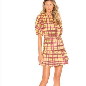 L’ACADEMIE Yellow Pink Plaid Picnic Dress